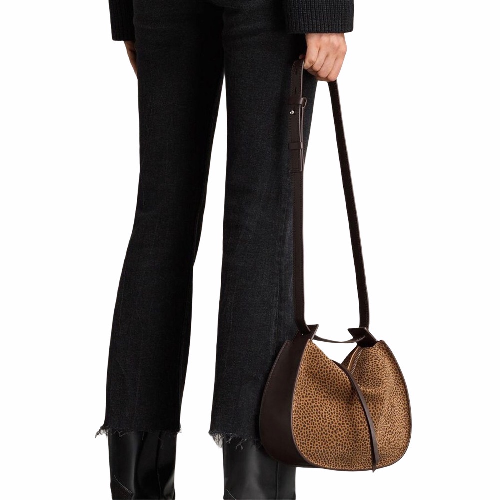 new Allsaints ☻︎ Suede Leopard Print Hobo Bag ☻︎ - Picture 2 of 16